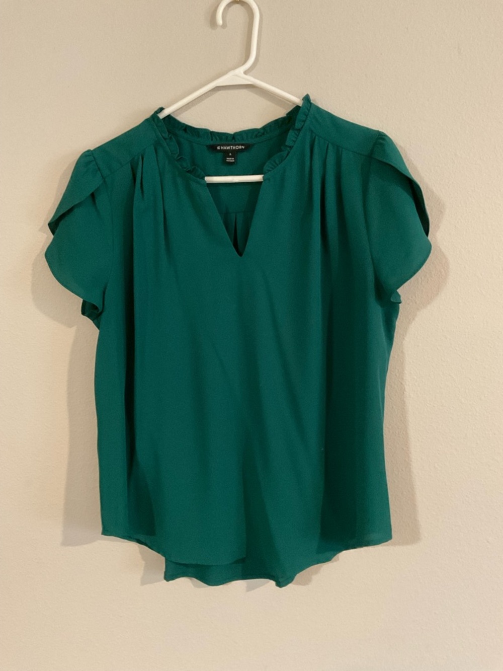 Worthington Emerald Green Flutter Sleeve Blouse